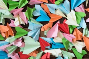 Colored paper airplanes